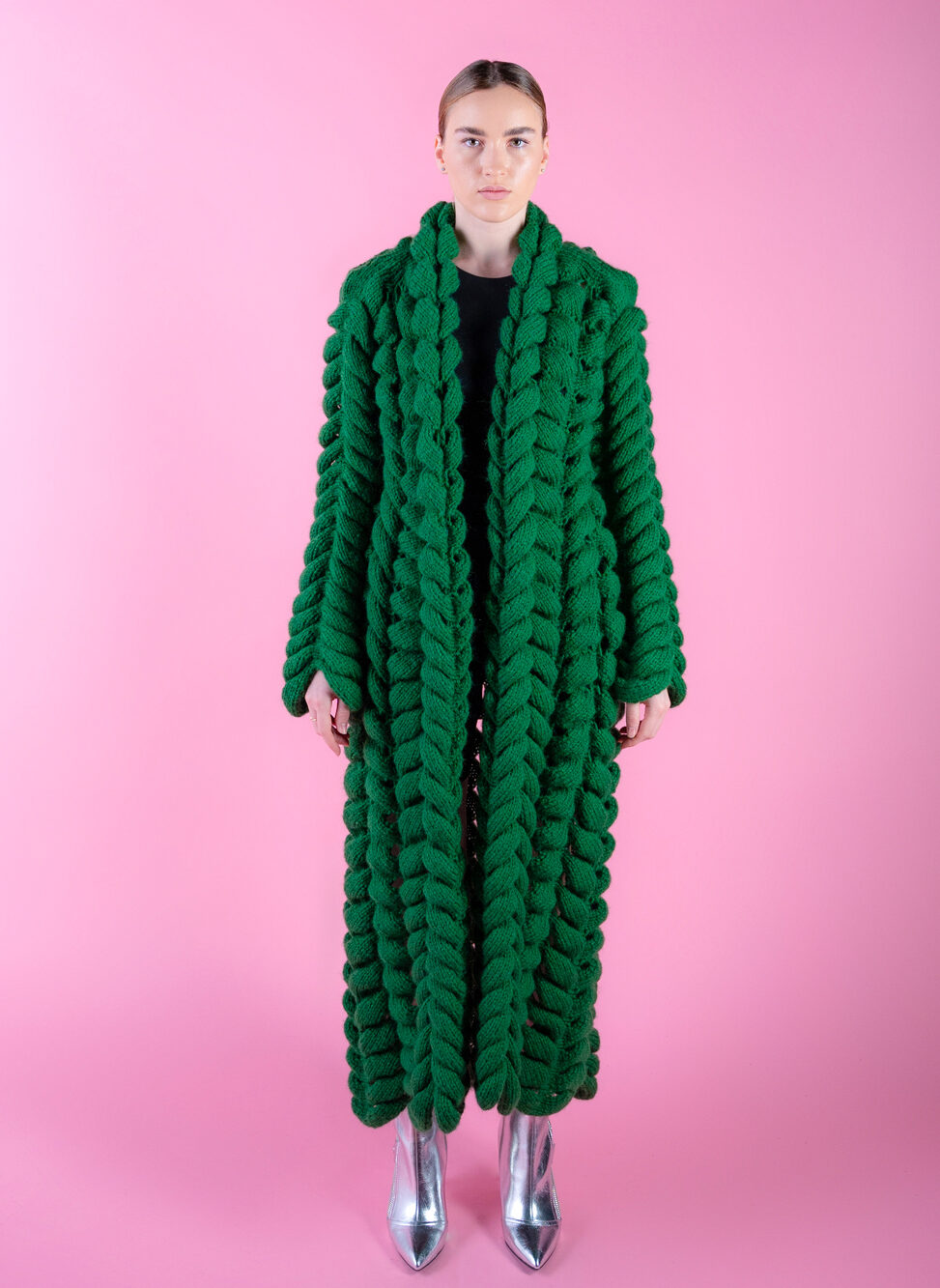 Amelie Wool Coat Green face view