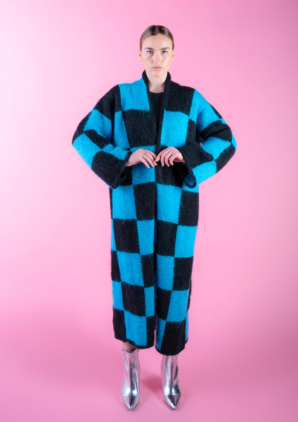 Chess Over Sized Wool and Mohair Blend Coat Face View 1