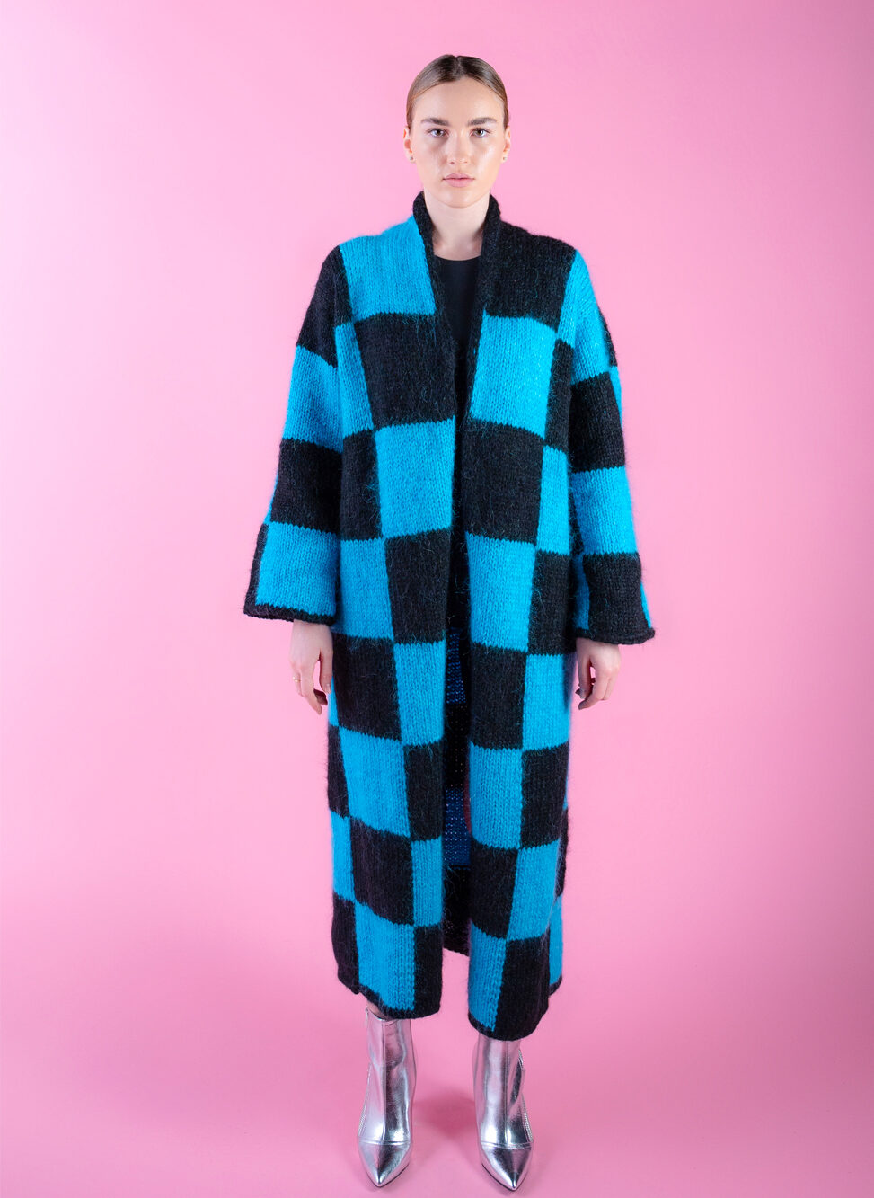 Chess Over Sized Wool and Mohair Blend Coat Face View