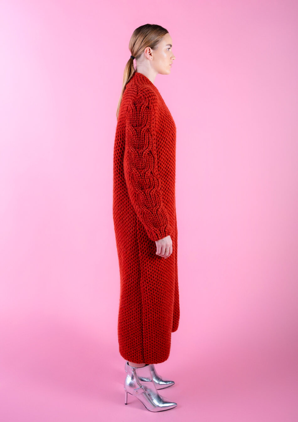 Cora Wool Cardigan – Dark Amber Right View