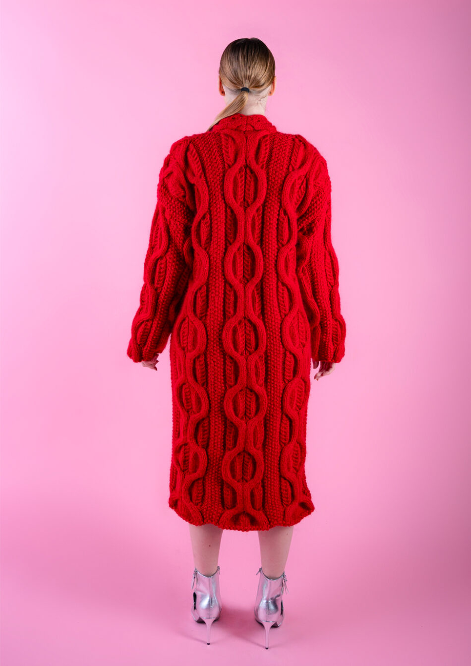 Dreamy Wool Cardigan – Dark Red Back View