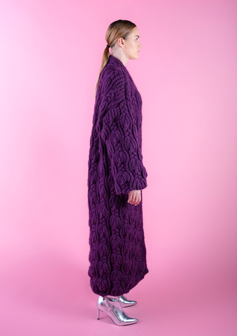 Floral Wool Cardigan – 2022 Plum Right View