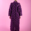 Floral Wool Cardigan - 2022- Plum with Silver Outline Back View