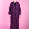 Floral Wool Cardigan - 2022- Plum with Silver Outline Face View