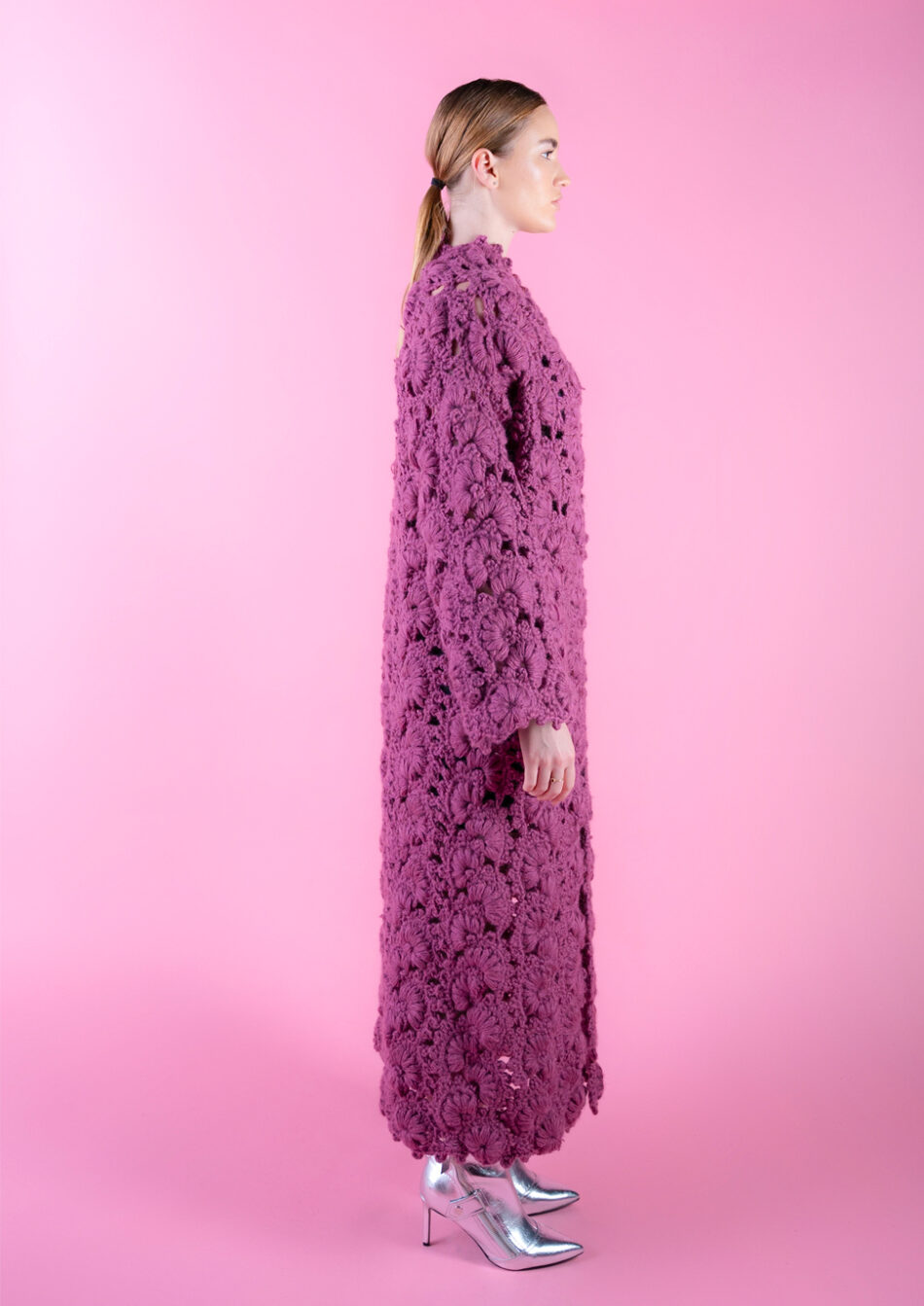 Floral Wool Cardigan – 2022 Radiant Orchid Right View