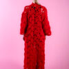 Floral Wool Cardigan - 2022- Red Dark Back View