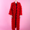 Floral Wool Cardigan - 2022- Red Dark Face View
