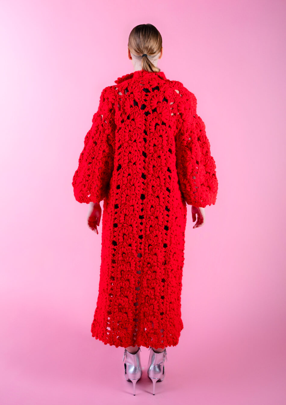 Floral Wool Cardigans 2022 Red Back View