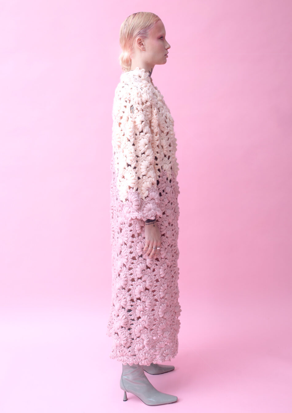 Floral Wool Cardigans Baby Pink and Pink Rose Right View