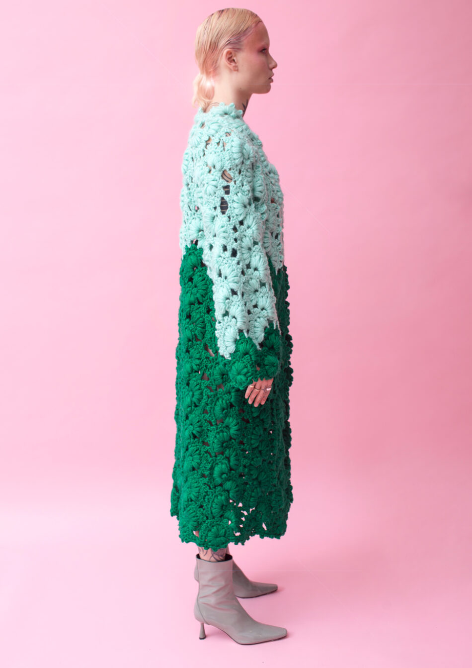 Floral Wool Cardigans Mint and Green right view