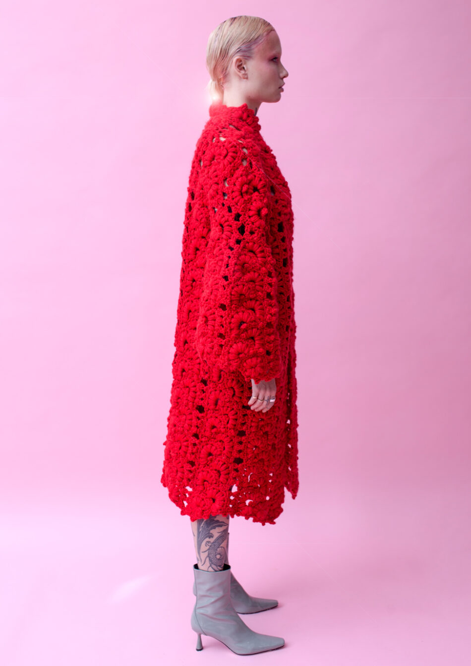 Floral Wool Cardigans Red right view