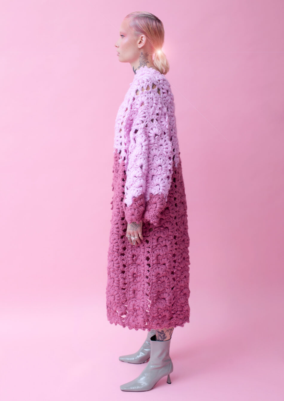 Floral Wool Cardigans pink and mulberry right view