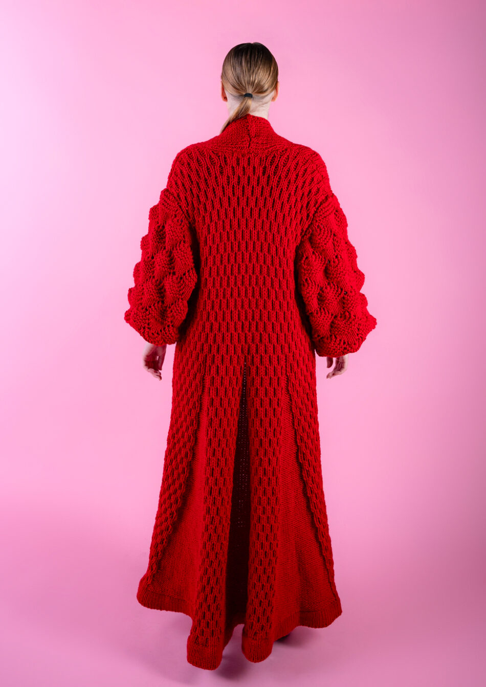 Juliette Wool Coat-Red-back view