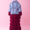 Maze Oversized Wool and Mohair Blend Coat- baby blue and burgundy back view