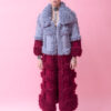 Maze Oversized Wool and Mohair Blend Coat- baby blue and burgundy face view