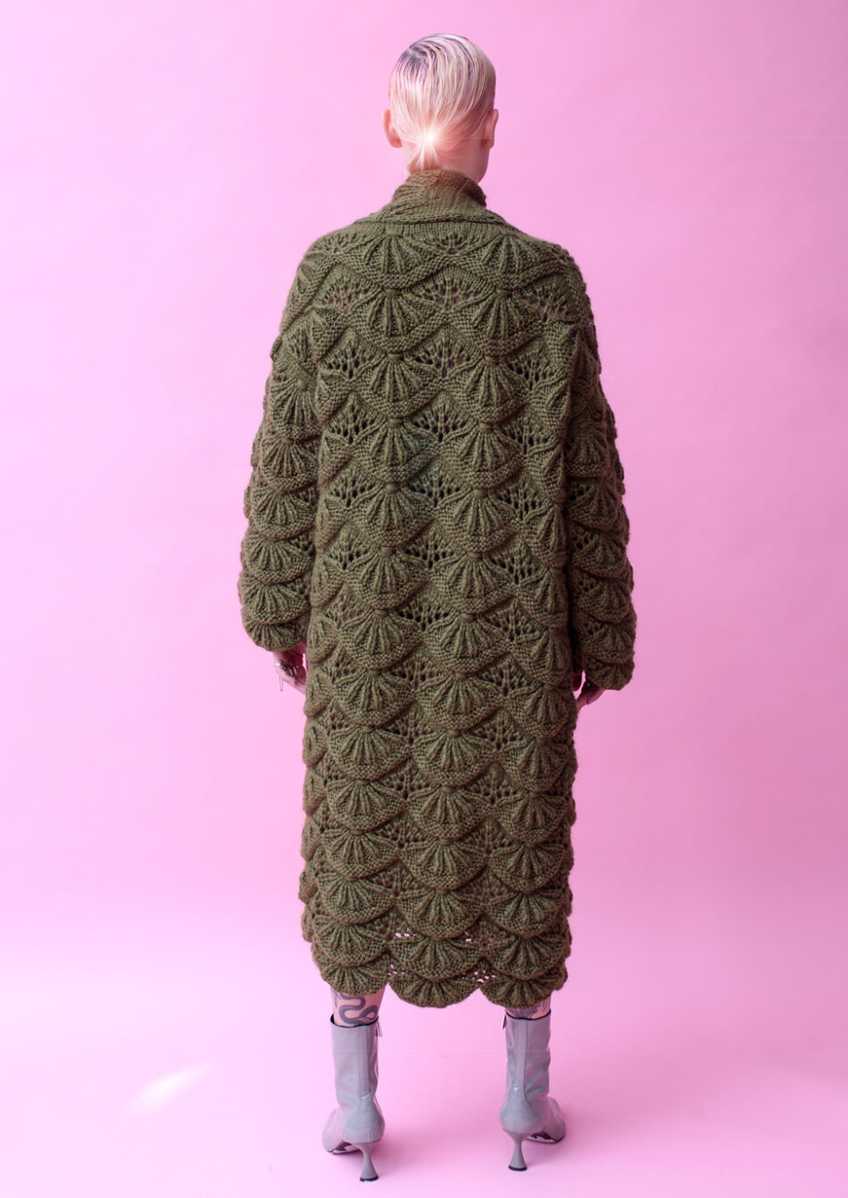 NYMPH WOOL CARDIGANS KHAKI BACK VIEW