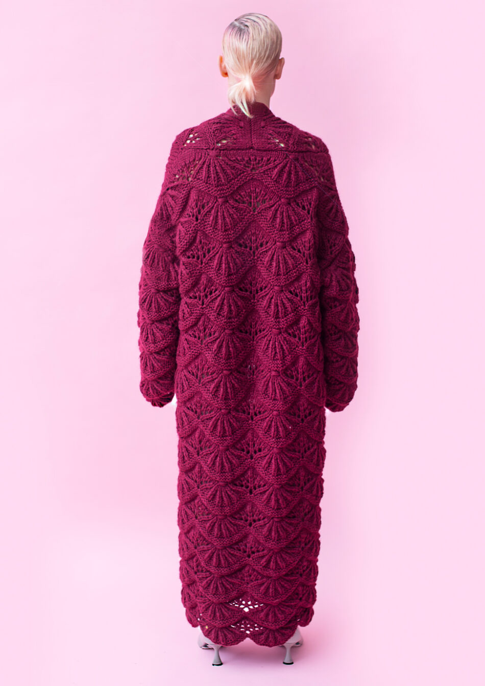 NYMPH WOOL GARDIGAN BURGUNDY BACK VIEW