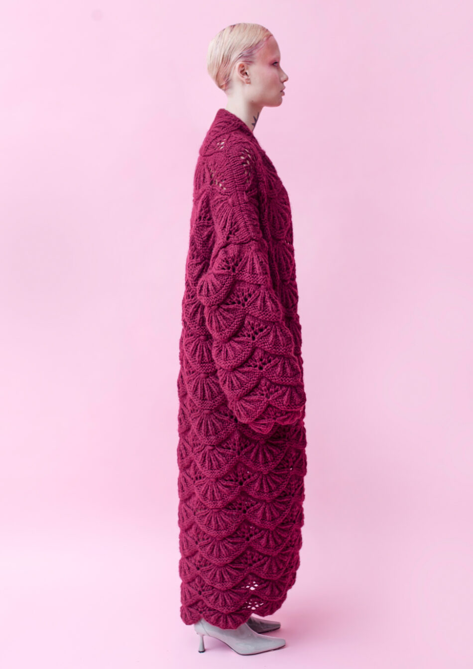 NYMPH WOOL GARDIGAN BURGUNDY RIGHT VIEW