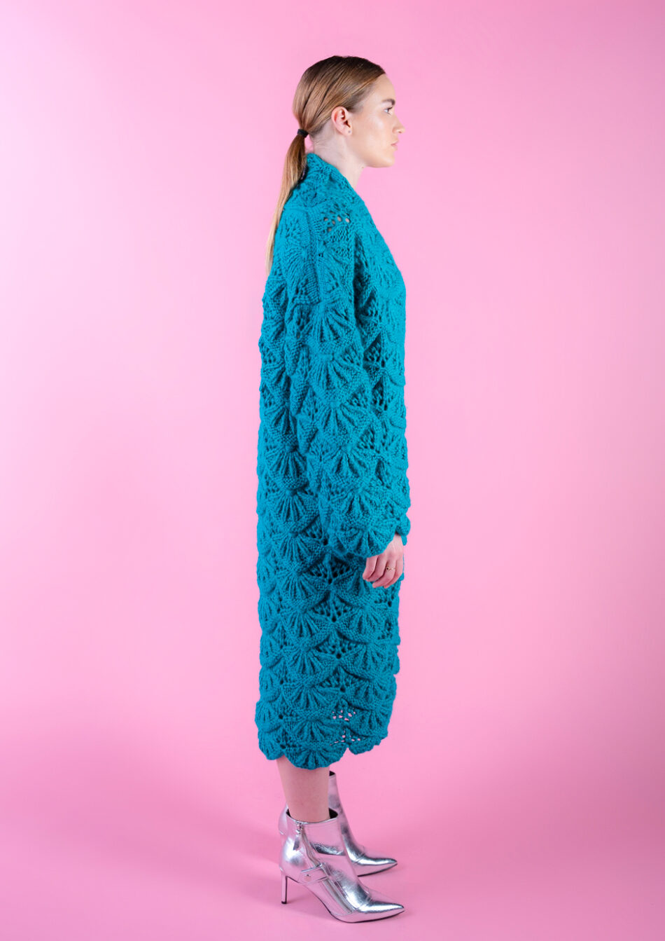 Nymph Wool Cardigan Turquoise right view