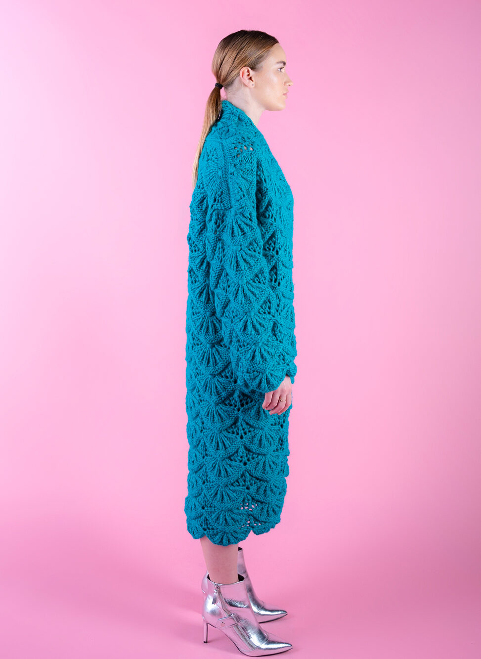 Nymph Wool Cardigan Turquoise right view
