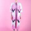 Voyage Wool and Mohair Blend Coat White Black and Pink face view