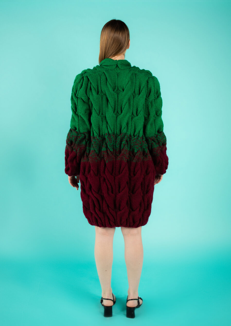 Berlin Wool Coat – Green and Mulberry 2022-back view