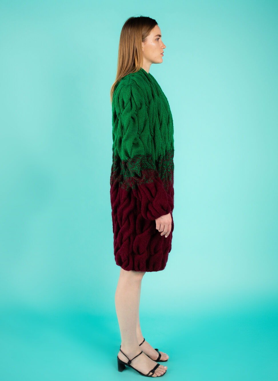 Berlin Wool Coat - Green and Mulberry 2022-right view
