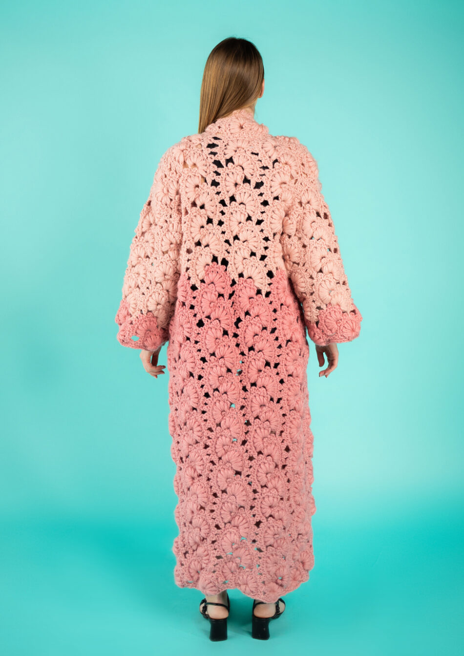 Floral Wool Cardigan – Pink and Bubblegum 2022-back view