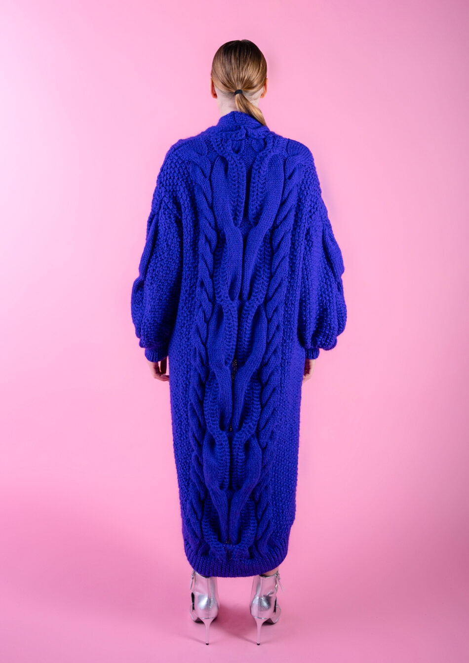 Lucia wool cardigan Blue violet 2022-back view