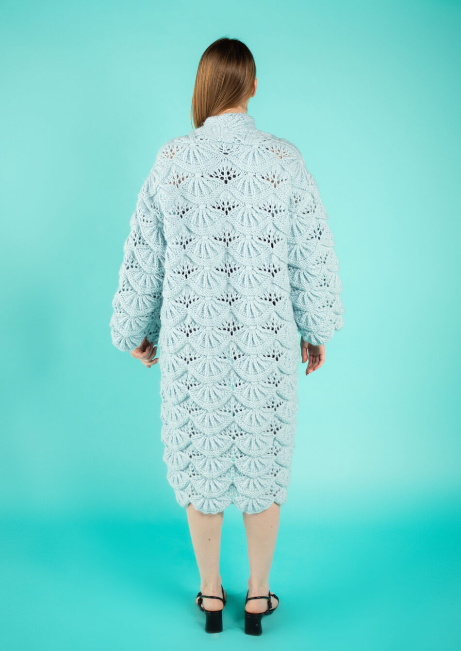 Nymph Wool Cardigan 2022-Baby Blue-Back View