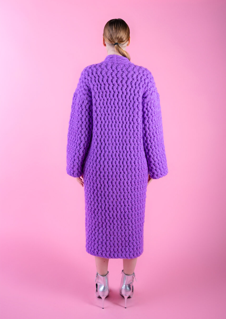 camellia wool cardigan-electric purple-2022-back view